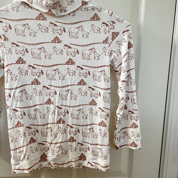 Kate Quinn Bamboo Winter Horse Family Print Turtleneck Long Sleeve Top Size 7 - Picture 12 of 14